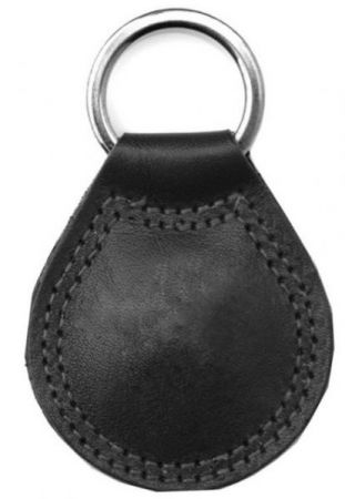 Key fob round in leather personalized 